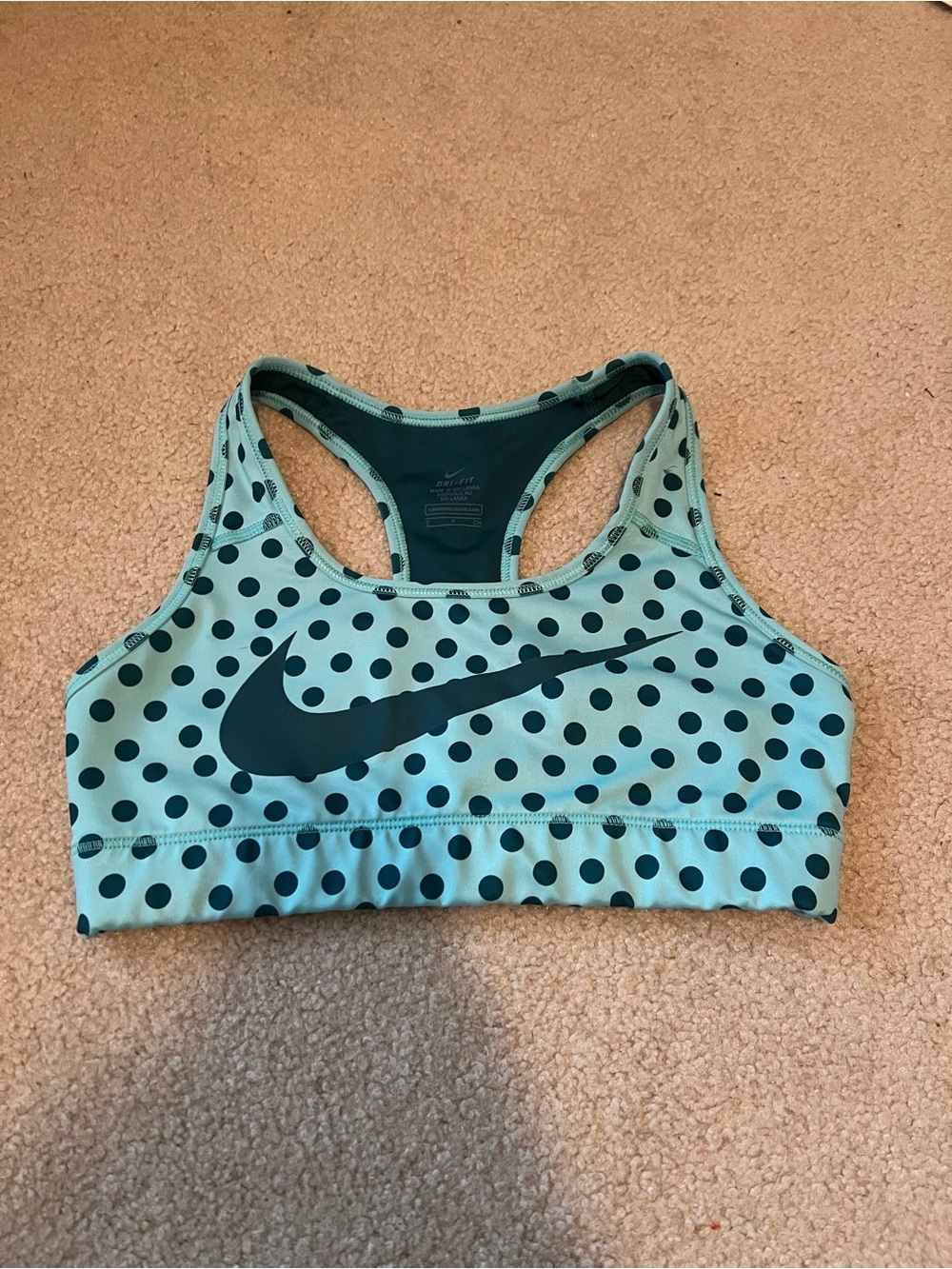 Nike Women’s Teal Polka Dot Racerback Sports Bra